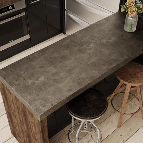 VaryPaper 15.7''x78.7'' Metallic Brown Concrete Wallpaper Peel and Stick Textured Concrete Contact Paper for Walls Removable Self Adhesive Waterproof Cement Wallpaper for Countertops Bedroom Bathroom