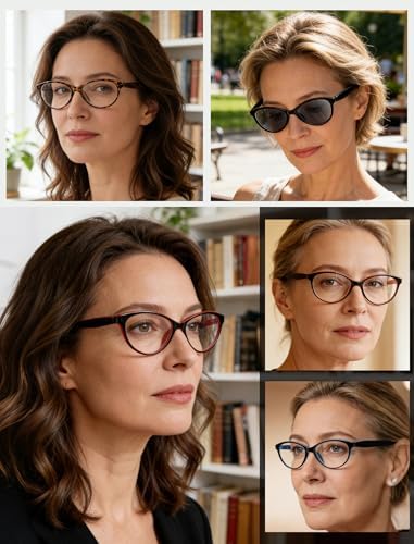 HEEYYOK 2.50 Reading Glasses Women Cat Eye Womens Readers Colorful Cheaters Glasses For Women Small Face Ladies Sunreaders 5-Pack