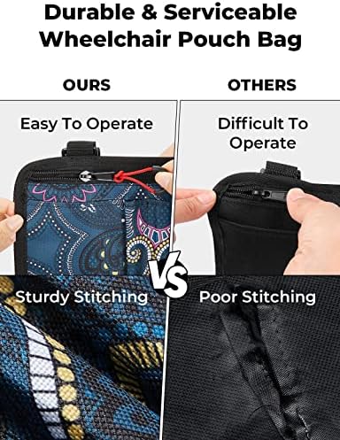 JOYTUTUS Walker Side Bag, Wheelchair Armrest Storage Pouch with Cup Holder, Wheelchair Accessories for Seniors, Walker Bag Cup Holder for Walker, Rollator, Electric Scooter or Wheelchair