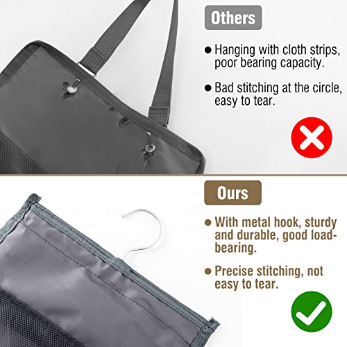 2 Pack Legging Storage Organizer- Hanging Closet Organizer System Clothes Closets Holder with 20 Roll Independent Compartments for Yoga Leggings T-Shirts Bras Socks Pants Tank Top Towel(Grey)