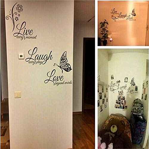 Live Love Laugh Set 3 Wall Sticker Motivational Decals,Family Inspirational Wall Stickers Quotes(18x39, Black)