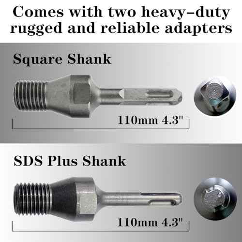 2.5" Dry Core Drill Bits for Cured Concrete with Rebar Brick Blonck Masonry etc 13in/330mm Drilling Depth£¬10mm Diamond Segment Height£¬2 Adapters