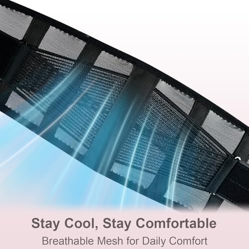 Ultra Breathable & Thin Back Brace for Lower Back Pain – Lightweight, Adjustable Back Brace Belt for Women and Men | Comfortable Lumbar Compression Brace for Sciatica, Scoliosis, Wear Under Clothing