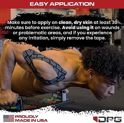 Premium Cotton, Elastic Kinesiology Athletic Tape, 3 Continuous Uncut roll (16.4 feet Long). Latex Free, Hypo-Allergenic, Water Resistant (Black)