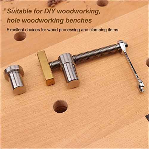 2PCS 3/4 Inch Bench Dog Clamps, Woodworking Clamps with 4 Bench Dogs, CNC Precision Machining Bench Dog with 2 Ratchet Wrenches, Low Profile Design and Easy to Use for Woodworking Silver