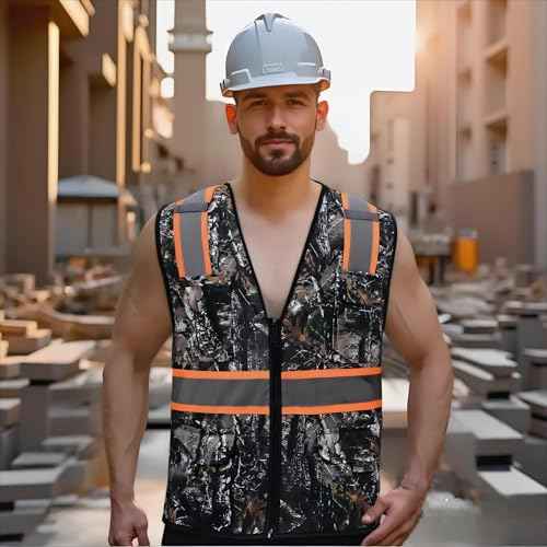 Class 2 High Visibility Reflective Safety Vests Women & Men With 5 Pockets And Zipper Front,Meets Ansi/Isea Standards
