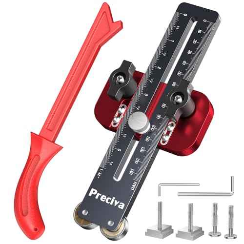 Preciva Thin Rip Jig & Push Stick - Aluminum Alloy Table Saw Jig for Repetitive Narrow Strip Cutting, Fast, Accurate Guide for Table Saws, Band Saws, Routers, Fits 3/8" x 3/4" & 1/4" x 3/8" T-slot