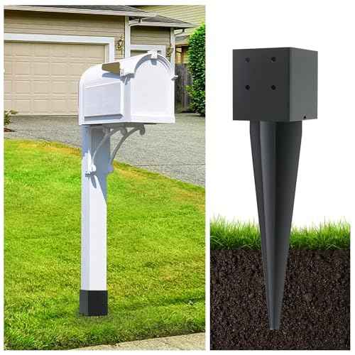 4 Pcs 4"x4" Fence Post Anchor Ground Spike 16"(Actual 3.6"x3.6") Heavy Duty Metal Fence Post Anchor with Black Powder-Coated for Deck,Fence,Porch,Railing,Mailbox