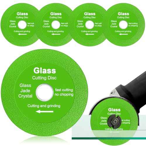 5 Pcs Glass Cutting Disc for Angle Grinder, 4" X 7/8¡± Tile Cutters Tools, Diamond Saw Blades Sand Width 15MM Glass Cutter for Grinding Tile, Wine Bottle, Jade, Ceramics, Crystal