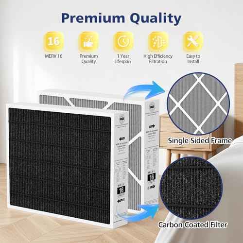 1 Pack 20x25x5 MERV 16 Air Filter Compatible with Lennox HCC20-28 Healthy Climate Carbon Clean MERV 16 Furnace Filter for HVAC System, Part Number HCF20-16, HCF20-10