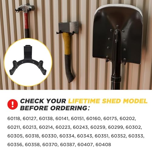 Tool Hook for Lifetime Shed Accessories: 12 Pcs ABS Storage Shed Hooks for Electric Hand Gardening Tools - Does Not Work on Horizontal Siding Sheds - Black