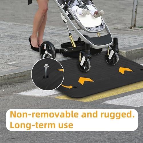 4" Rise Rubber Threshold Ramp for Doorways - 33,000 LBS Capacity Wheelchair Ramp, Non-Slip Surface, Portable Driveway Curb Ramps for Home Entry