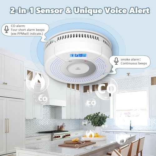 1 Pack Combination Photoelectric Smoke Alarm and Carbon Monoxide Detector Battery Operated with Digital Display (White)