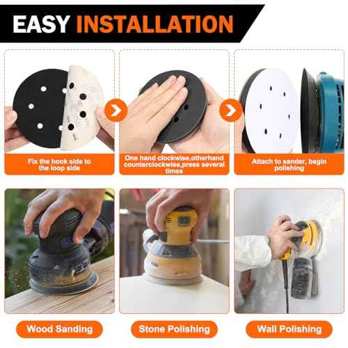 2 Pack 6 Inch 6 Holes Interface pad,Orbital Sander Foam Pad£¬6" Foam Sanding Pads£¬Hook and Loop Soft Density Sponge Cushion Buffer Backing Pad for Orbital Sander