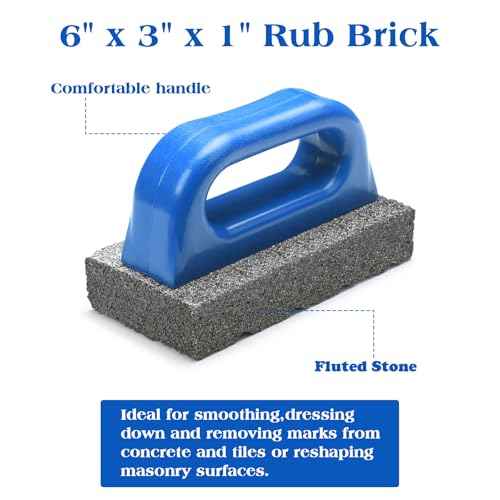 Wenqik 2 Pcs Rub Brick with Handle Concrete 20 Grit Masonry Tools Smoothing Cleaning Removing Marks Tool(Blue)