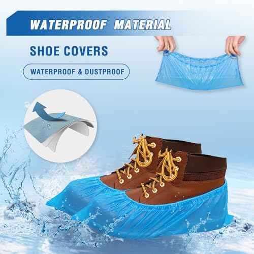 ProtectX Disposable Shoe & Boot Covers, XL Extra Large, 200-pack (100 pairs), Waterproof, Slip Resistant, Durable CPE plastic, Fits up to Men¡¯s 14 US Size and All Women¡¯s US Size Shoes