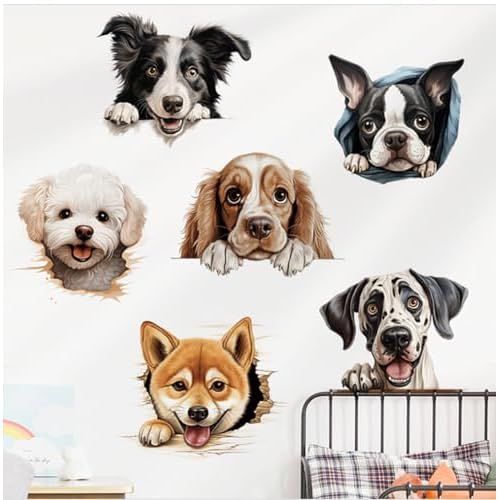 Wall Decals Puppy Dog Peel and Stick for Bedroom Kids Room Decor