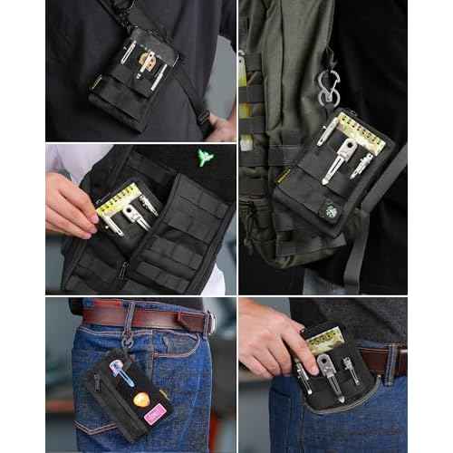 VIPERADE VE36 EDC Pouch Pocket Organizer, Slim EDC Pocket Organizer with Zipper, Tactical Pouch for Flashlight, Multitool, Pen, Notebook, Compact EDC Gear Pouch