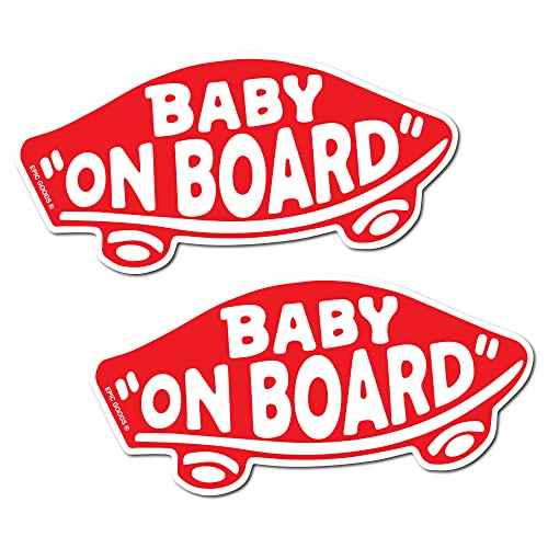 Baby On Board Sticker for Cars, Trucks, Vans [2-Pack] Baby On Board Signs, Safety Sign Decal for Kids, Heavy-Duty Waterproof Bumper Sticker | Cute Baby Shower Registry Gift (Stickers - Red)