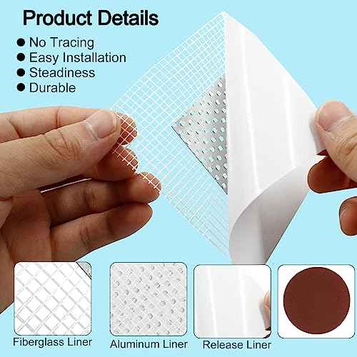 12 PCS Drywall Repair Patch Kit, 2 inch Self Adhesive Aluminum Repair Patch Metal Sheetrock Ceiling Mesh Repair for Plasterboard Drywall Hole Repair