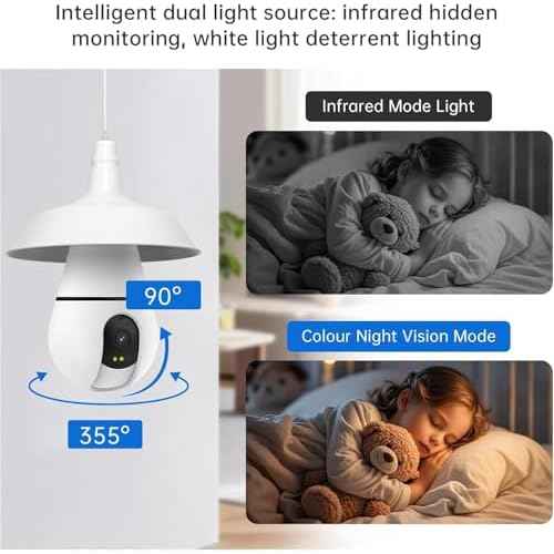 Light Bulb Security Camera,2.4G/5GHz WiFi 2K Security Cameras Wireless Outdoor Indoor,Bulb Cameras for Home Security,AI Smart Detection,911Emergency,US Based Cloud,2 Way Talk,Color Night Vision 2Pack