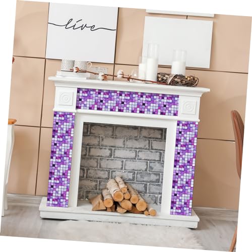 DOITOOL 10pcs Simulated Tile Stickers Decor Adhesive Stickers Paper Peel and Stick Peel and Stick Backsplash Waterproof Stickers Mosaic Tile Decal Purple 3D Baroque PVC Morocco