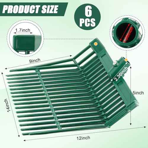 WILLBOND 6 Pcs Manure Fork Head 18 Tines Pitch Fork Head with Screws and Nuts Durable Stable ABS Plastic Replacement Pitchforks for Gardening Horse Stall Picking up Manure Grass Hay Olive