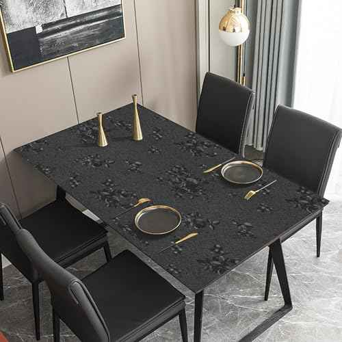 TANONE Black Peel and Stick Wallpaper 17.7" X 236" Black Embossed Floral Contact Paper Self Adhesive Removable Textured Wallpaper Vinyl Thicken Wall Paper for Wall Furniture Cabinet Drawer Dresser