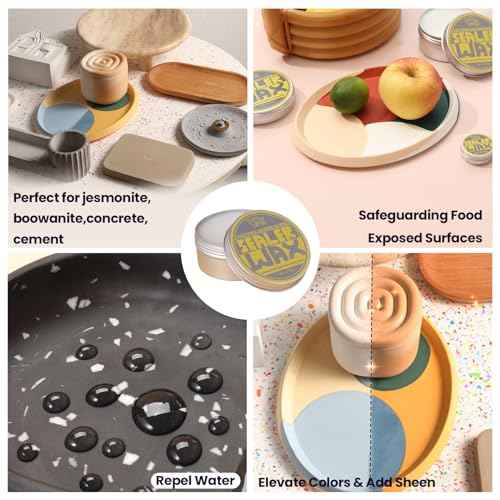 BOOWAN NICOLE Paste Sealer Wax with Carnauba and Beeswax - Clear - Perfect for Wood Stone Concrete Jesmonite, Food-Grade Waterproof