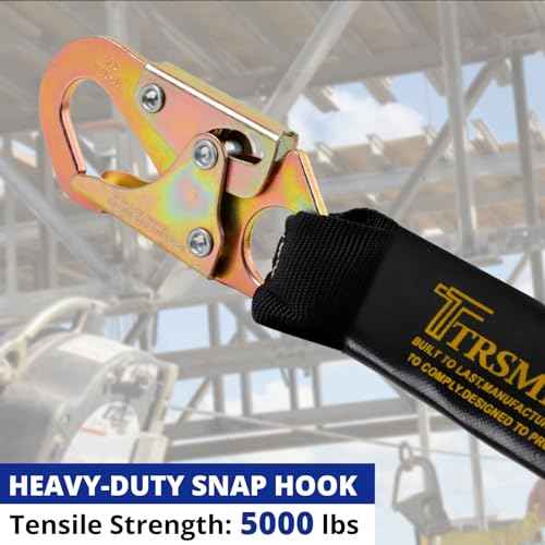 TRSMIMA Safety Harness Fall Protection - Men Construction Full Body Harness Kit for Work with Shock Absorbing Lanyard Tongue Buckle ANSI