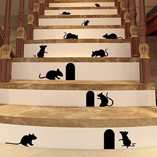 BooDecal Happy Halloween Wall Decals Stickers DIY Rats Mice Mouse Doors Sets of 15 Vinyl Lettering Decals Home Decor Wall Murals Stickers for Halloween