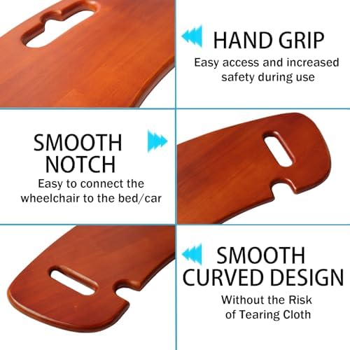 Transfer Board, 31" Heavy Duty Wooden Slide Board for Patient, Elderly, Disabled, Supports 440 Pounds for Transferring to Wheelchair, Chair, Bed, Toilet, Car
