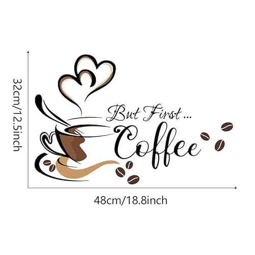 Black Coffee Wall Decals Peel and Stick Coffee Tea Cup Latte Art Wall Stickers Coffee Signs for Bar Cafe Pub