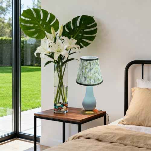 Fuloon Chandelier Lamp Shades, Clip on Small Sconce Lamp Shades, Suit for Candelabra Bulbs in Modern/European/French Country/Farmhouse Decoration, 3.5x4.3x4.9 in(6 Pack, Chiffon Green Painted)
