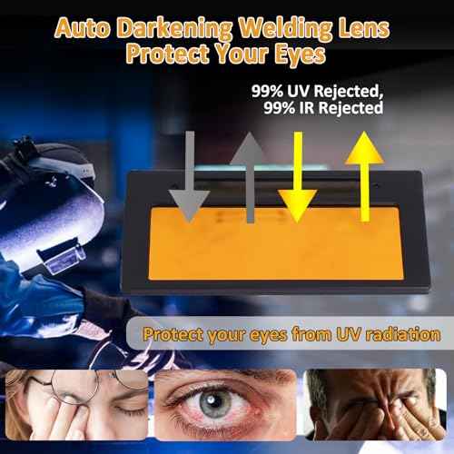 Auto Darkening Welding Lens 2x4 1/4 Shade 10, Solar Energy True Color Blue Welding Lens, Gold Welding Lens Replacement for Standard Welding Hoods and Welding Helmets