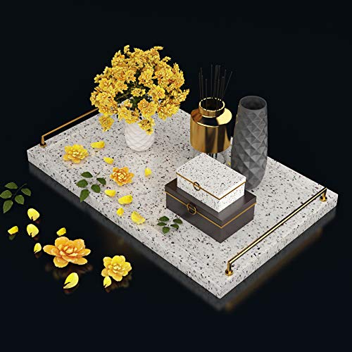 Livelynine Terrazzo Contact Paper White Granite Countertop Wallpaper Waterproof Peel and Stick Countertops for Kitchen Bathroom Counter Top Covers Desk Table Sticker Cabinet Covering 15.8x78.8 Inch