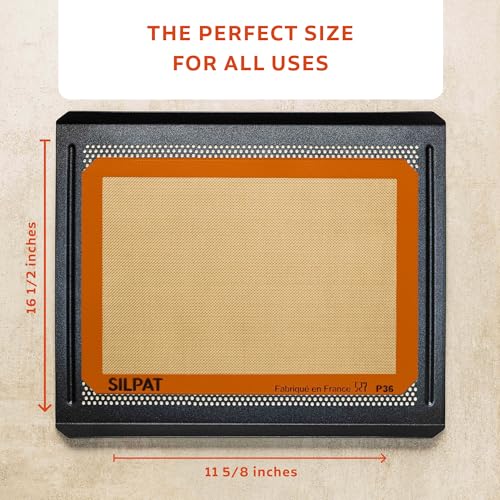 Silpat Premium Non-Stick Silicone Baking Mat, Half Sheet Size, 11-5/8 x 16-1/2, Orange