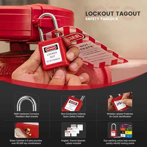 Lockout Tagout Locks 6 Pack£üOSHA Orange Loto Locks Keyed Alike£ü6 Same Keys/Set for Industrial Machinery & Electrical Panels£üChrome Steel & Laser Coding