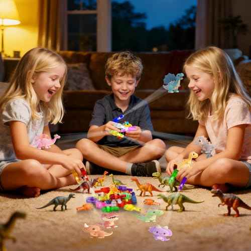 40 Pack Dinosaur Party Favors£¬Dinosaur LED Light Up Finger Lights Glow in the Dark Finger Flashlights Bulk for Kids Girls Boy Classroom Prizes Birthday Christmas Stocking Stuffers Gifts Party Favors