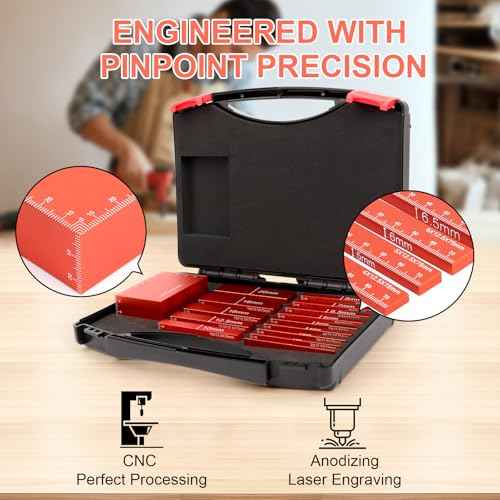 15pcs Metric Setup Blocks-Aluminum Precision Height Gauge Set for Router and Table Saw Woodworking Set Up Accessories,Orange