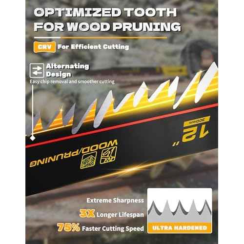 Wood Pruning Reciprocating Saw Blades, 12 Inch Pruning Blades for Reciprocating Saw, High Carbon Steel Reciprocal Saw Blades for Tree Trimming, Wood Cutting with Organizer Case, (10 Pack/5TPI)