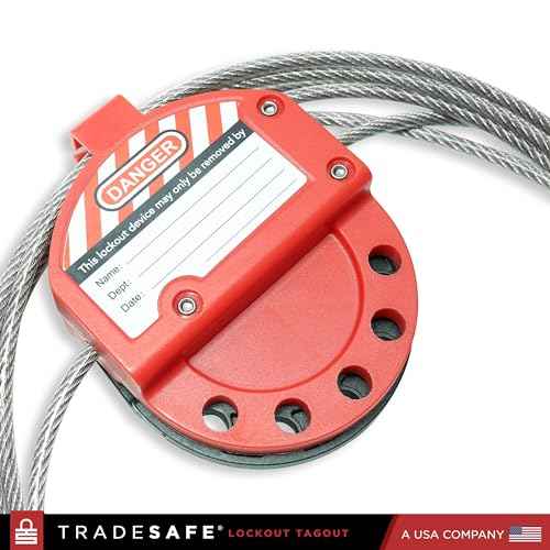 TRADESAFE Lockout Tagout Adjustable Cable Lock - 10 ft Steel Cable Lock with Vinyl Coating, Premium Grade Loto Cable, OSHA Compliant