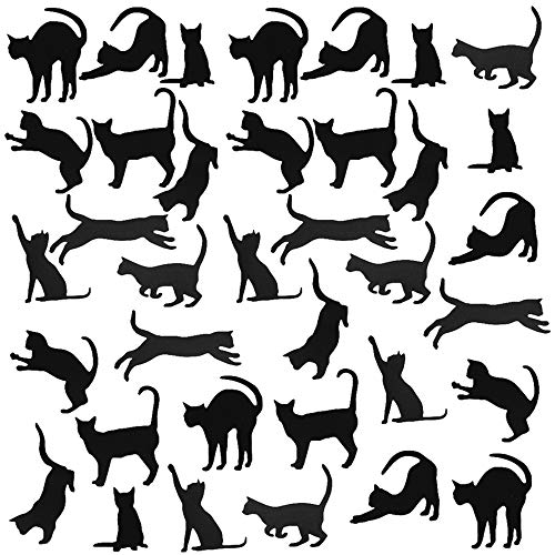Grenerics Black Cat Wall Stickers for Kids Cat Wall Decals Bedroom Cat Vinyl Sticker Wall Art Stickers 36PCSby Baryuefull