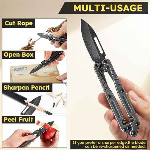 EDC Folding Pocket Knife, Box Cutter with 2.25 Inch Blade£¬EDC Gadgets for Everyday Carry, Heavy Duty Stainless Steel Utility Knife Outdoor Use, Gifts for Men