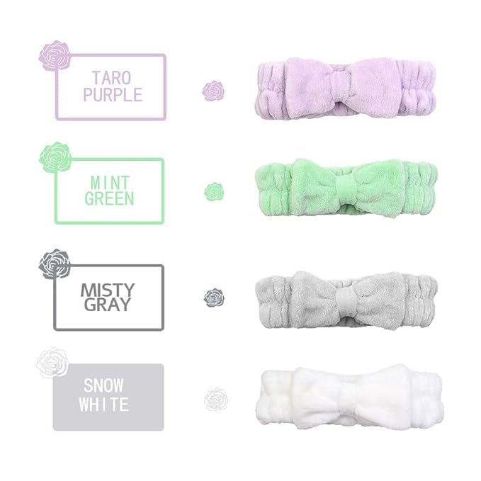 Chloven 7 Pcs Microfiber Bowtie Oversized Headbands Facial Makeup Headband Large Cosmetic Bowknot Hairlace Adjustable Elastic HairBand for Girls Women（Wide + Narrow style）