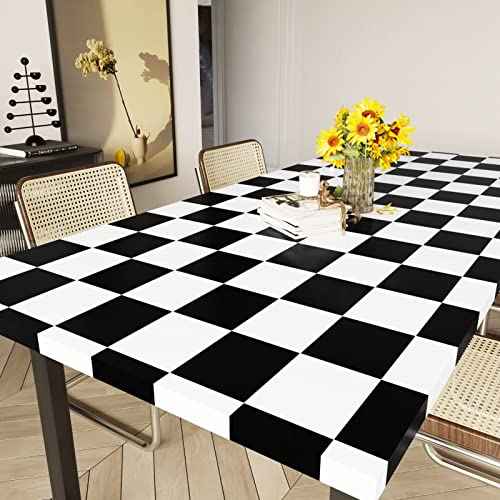 Black/White Checkered Wallpaper Peel and Stick Modern Geometric Wallpaper Self Adhesive Checkered Contact Paper for Bedroom Accent Wall Countertops Cabinets DresserParty Decoration 12"x120"