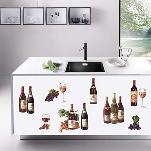 decalmile Farmhouse Style Kitchen Wall Decals Grape Fruit Wall Stickers Dining Room Living Room Bar Kitchen Wall Decor(Bottle Size: 12" to 14")