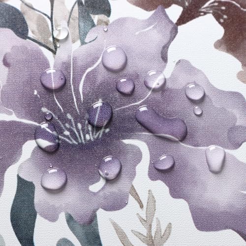 GloryTik Floral Wallpaper Purple Peel and Stick Wallpaper Boho Wall Paper Floral Contact Paper Removable Bathroom wallpapr Self Adhesive Wallpapr for Bedroom Cabinets Decor Vinyl 17.3"X118"