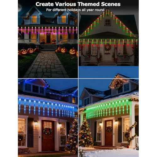 Smart Christmas Icicle Lights for Outside, 33FT 20 Tubes RGBW LED Icicle Christmas Lights Outdoor, App Remote Controlled DIY Dynamic Effects and 50+ Scenes for House Roof Decorations