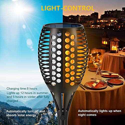 Aityvert Solar Torch Lights, 43" Flickering Flames Outdoor Waterproof Landscape Decoration, Dusk to Dawn Auto On/Off Security for Yard Garden Pathway Driveway 4-Pack